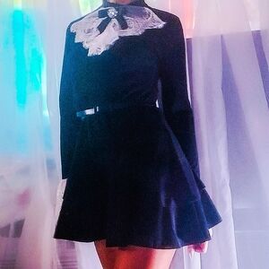 Elegant Black Dress with Lace Detail